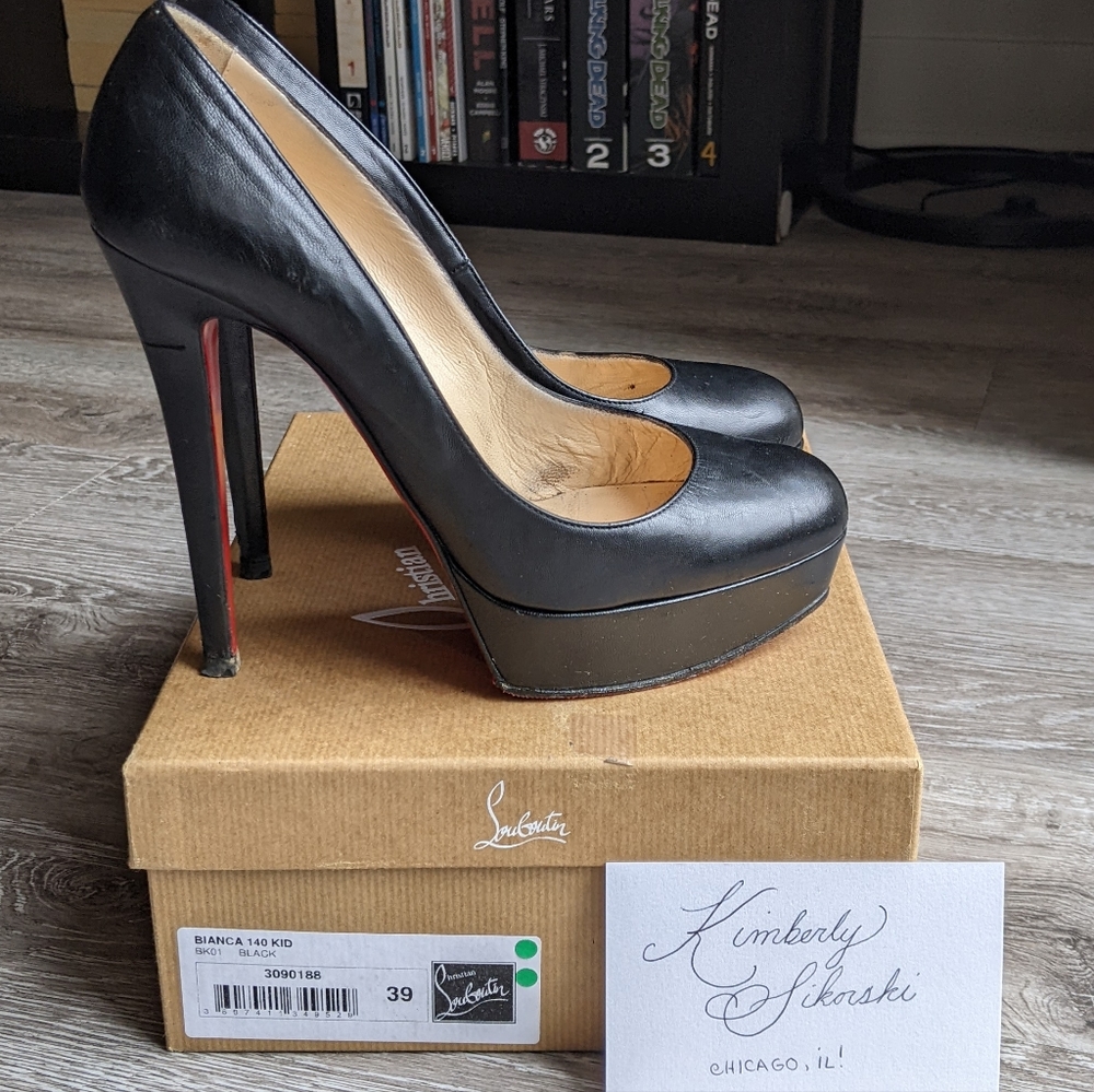 Authentic Christian Louboutin Bianca 140 Black Platform Pumps EU Size 39